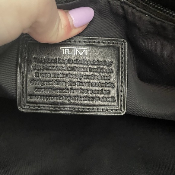 Tumi 16" Saffiano Leather Business Briefcase Commuter Messenger Bag Black Strap - Picture 6 of 16